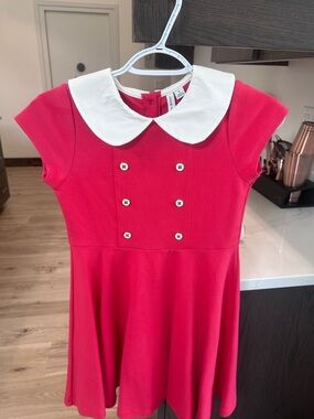 Janie and Jack Red Dress with White Peter Pan Collar